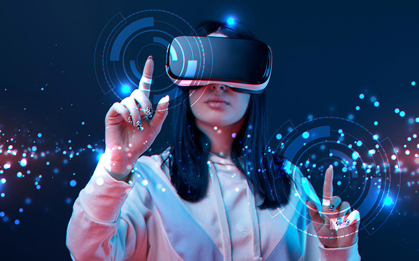 Conceito de tecnologia de realidade virtual do mundo metaverso internet das  coisas